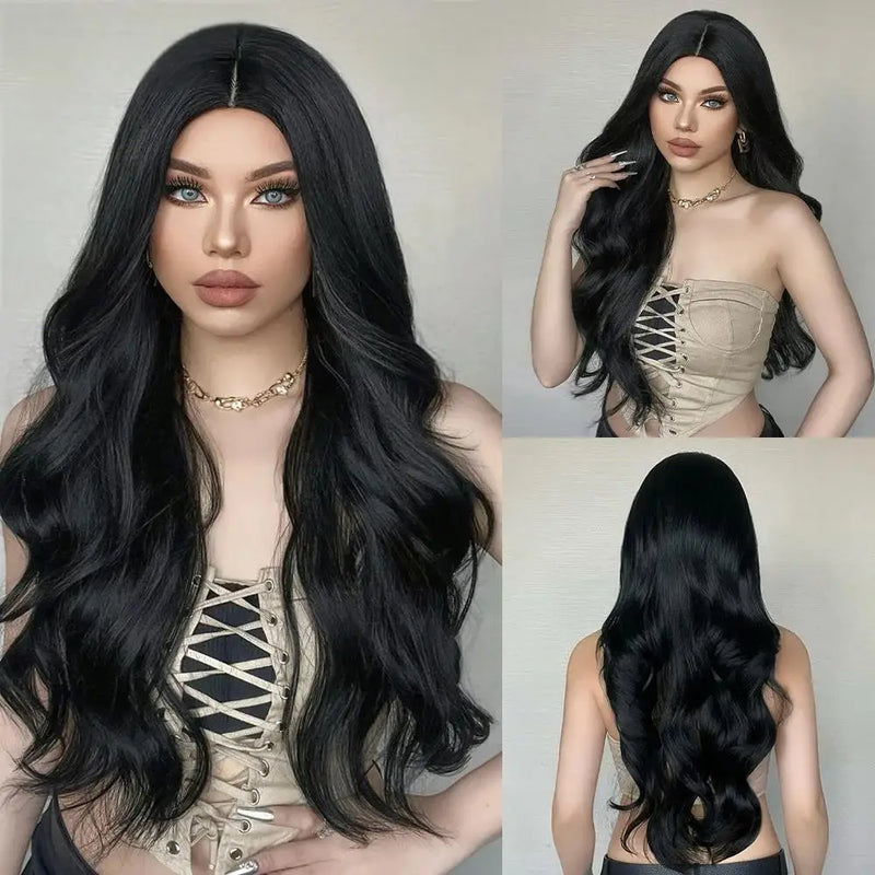 Black long wavy wig